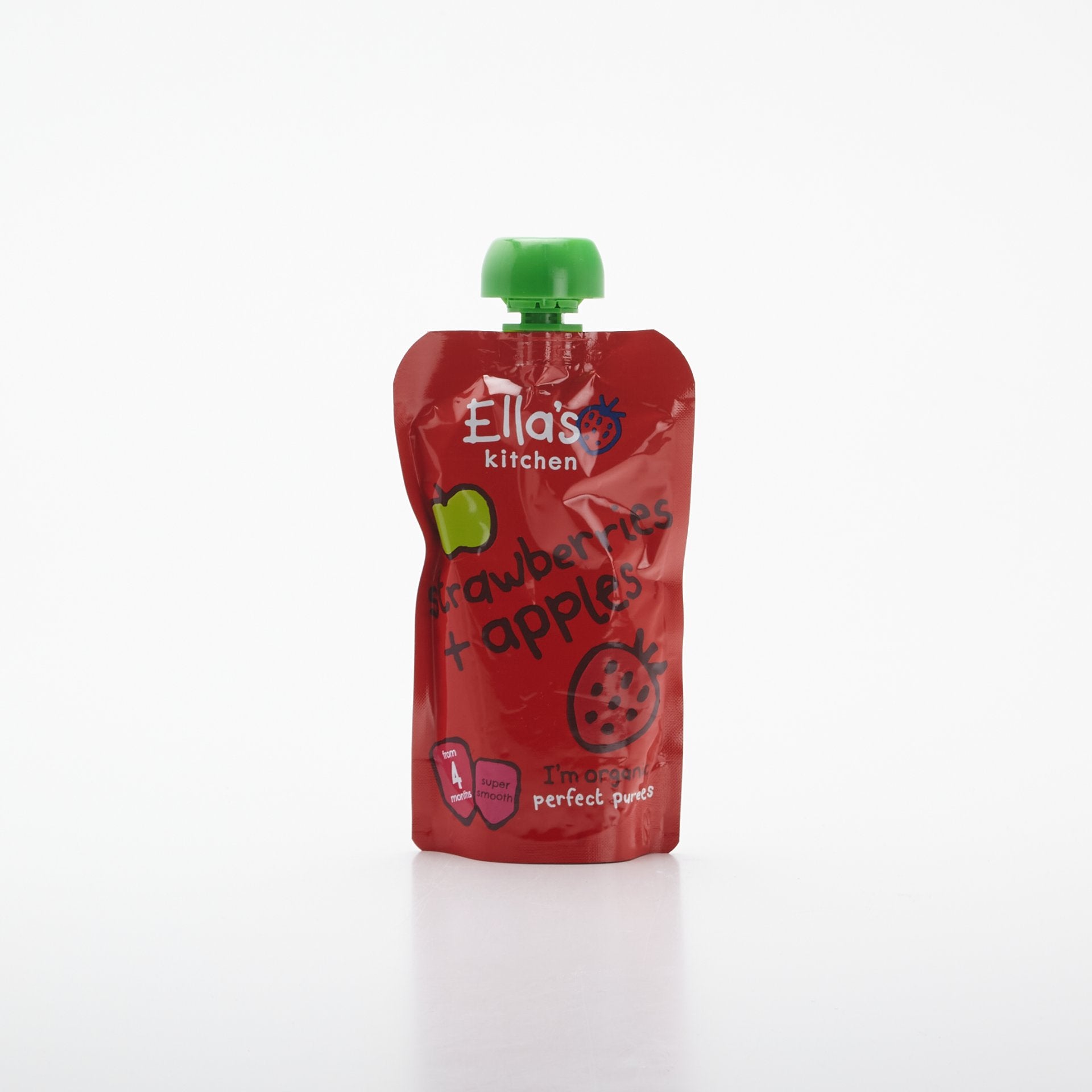 BIO Ovocné pyré jahody a jablká 120g.