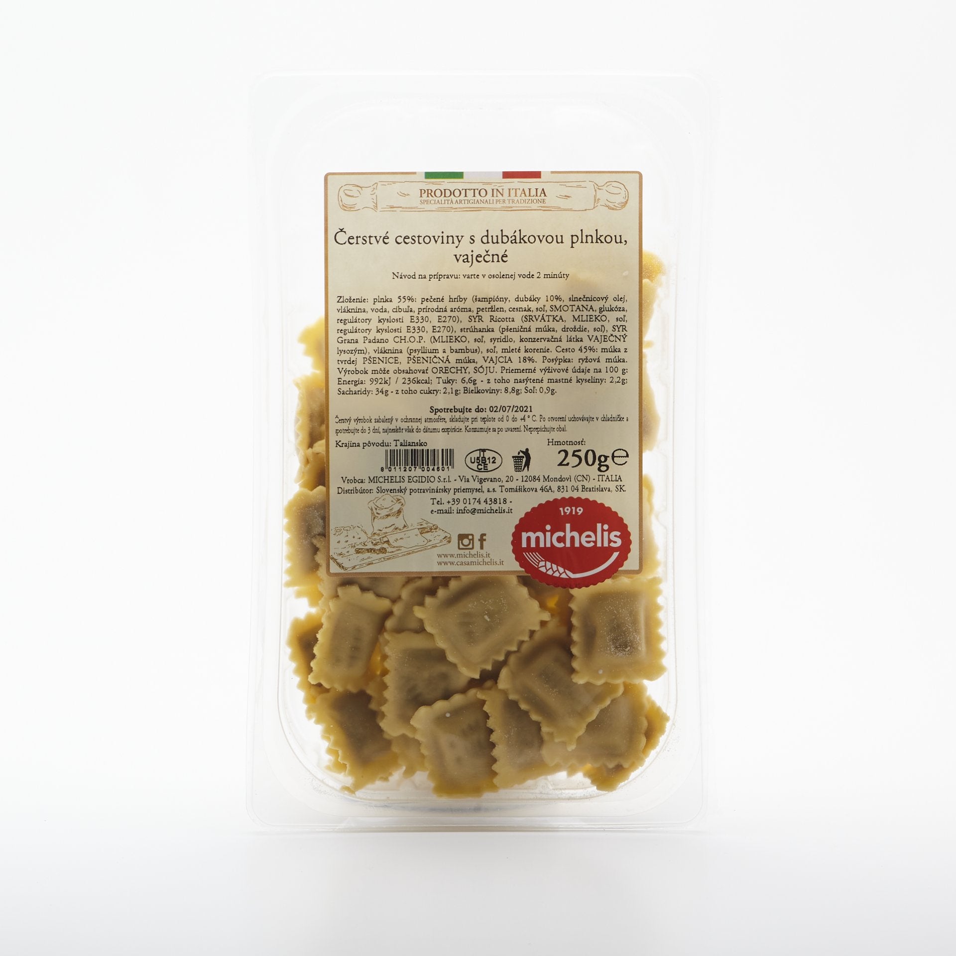 Cestoviny s dubákovou plnkou 250g.